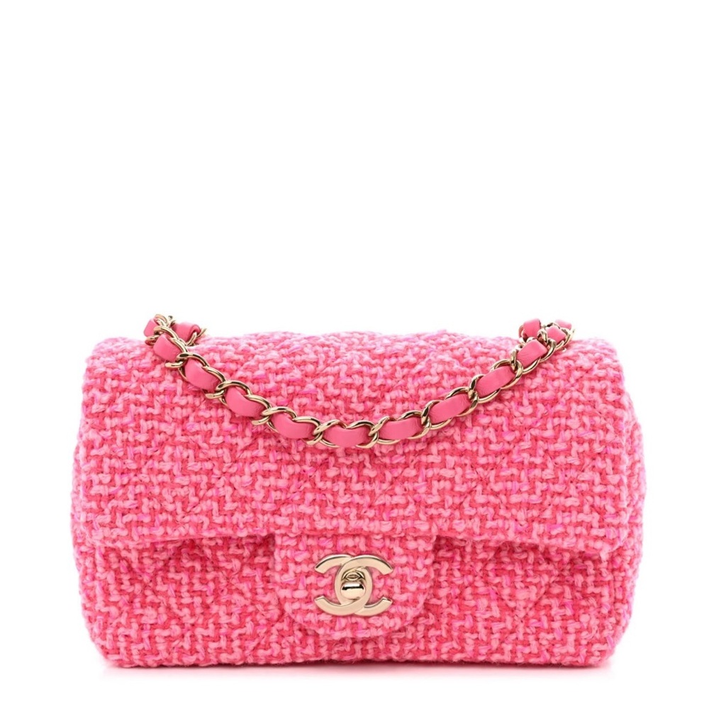 Chanel 2022 Mini Pink Tweed Classic Flap